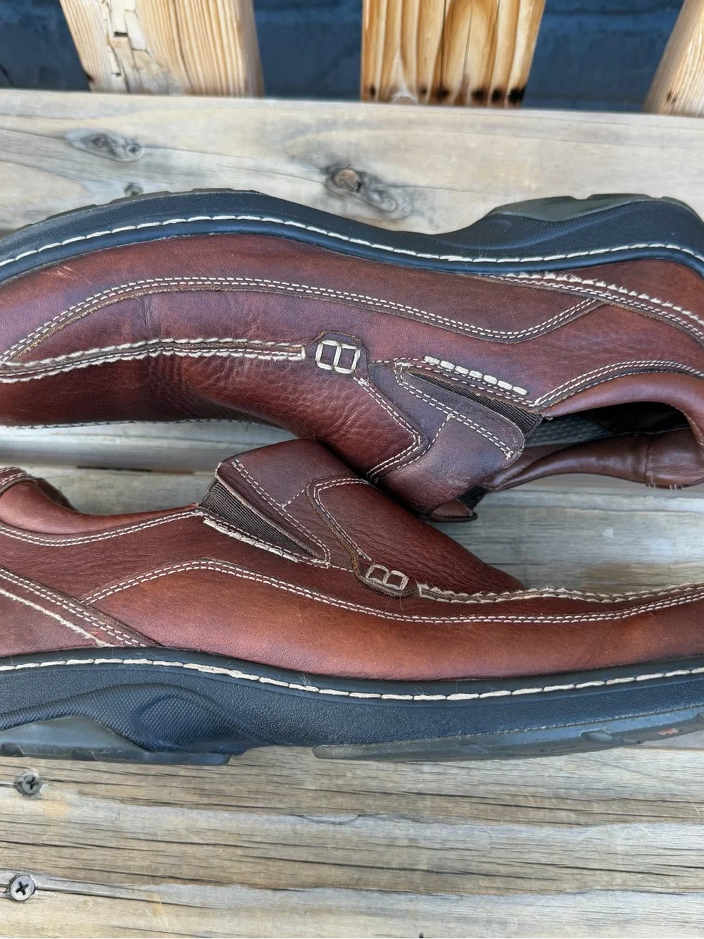 Johnston & Murphy Brown Leather Slip-On Loafers Mens 10.5